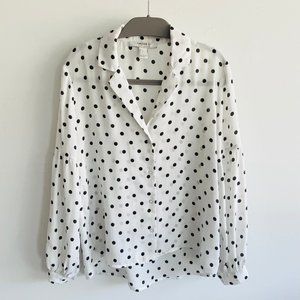 Forever 21 White and Black Polka Dot Blouse